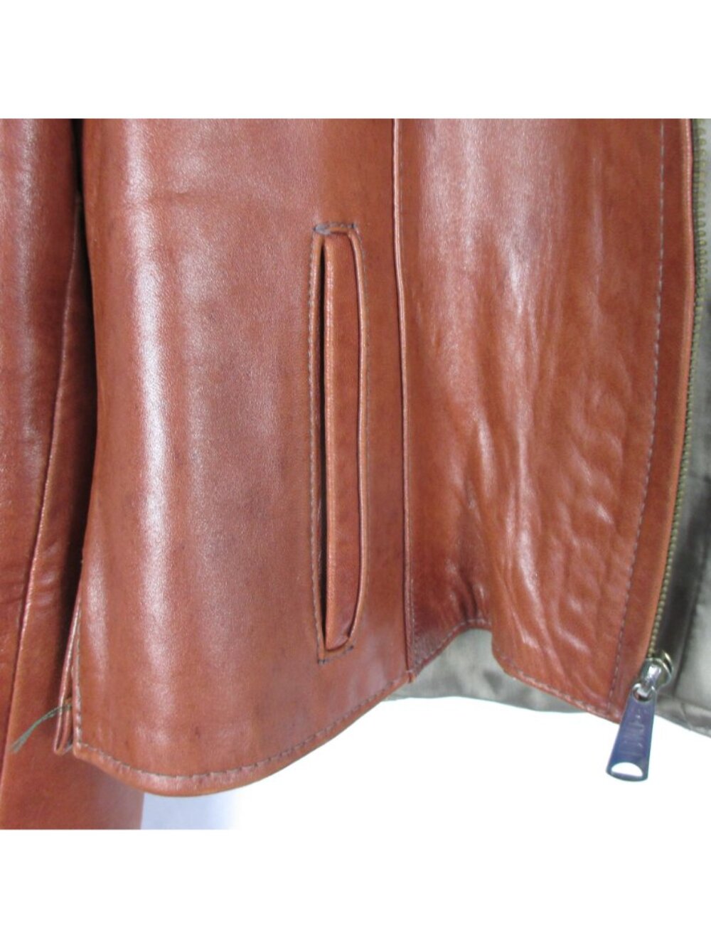Vintage Womens Genuine Leather Jacket Brown Zip Front Size 12 Hecho En Mexico - Picture 8 of 10